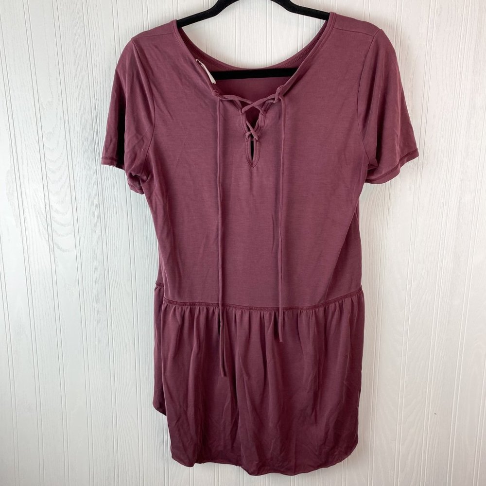 Mote‎ cranberry short sleeve top tie back size Medium